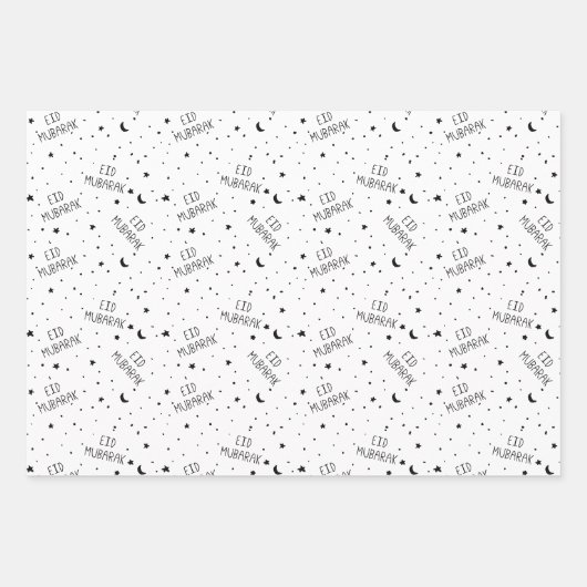 Zwarte Kinderen Eid Mubarak Inpakpapier Vel (Voorkant)