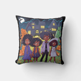 Zwarte Kinderen struikelen over een spookstad Hall Kussen