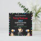 Zwarte Kindergarten Afstuderen Kaart (Staand voorkant)