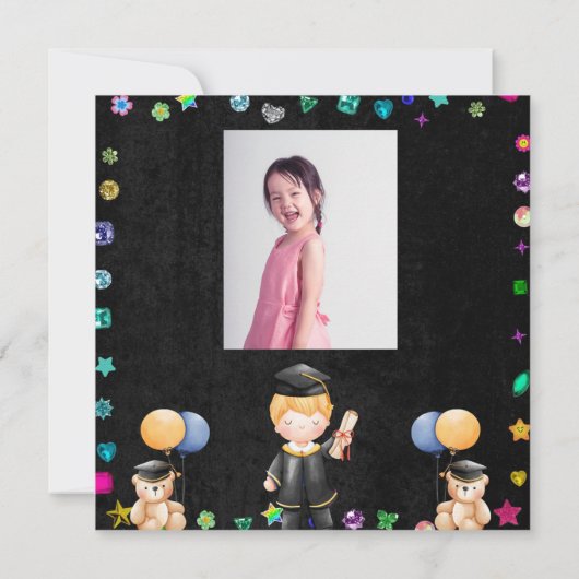 Zwarte Kindergarten Afstuderen Kaart (Achterkant)