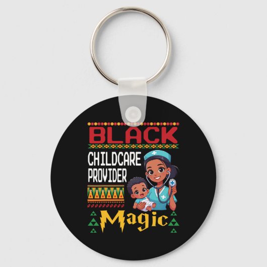 Zwarte kinderopvang provider Magic Afro-Amerikaans Sleutelhanger (Voorkant)