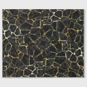Zwarte Kintsugi Goud Ader Inpakpapier (Vlak)