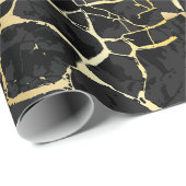 Zwarte Kintsugi Goud Ader Inpakpapier (Rol Hoek)