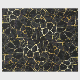 Zwarte Kintsugi Goud Ader Inpakpapier