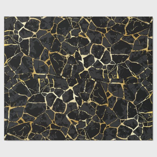 Zwarte Kintsugi Goud Ader Inpakpapier (Zoom)