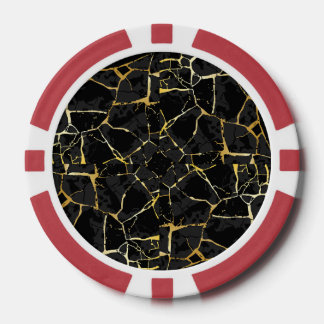 Zwarte Kintsugi Goudader  Poker Chips