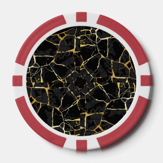 Zwarte Kintsugi Goudader  Poker Chips (Voorkant)