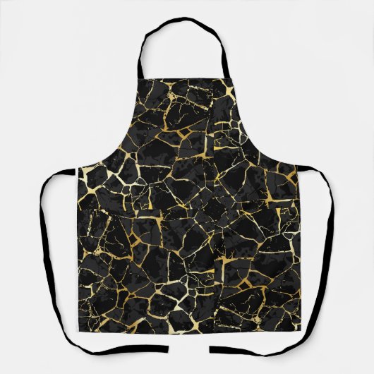 Zwarte Kintsugi Goudader  Schort (Voorkant)