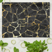 Zwarte Kintsugi Goudader  Theedoek (Gevouwen)