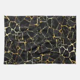 Zwarte Kintsugi Goudader  Theedoek