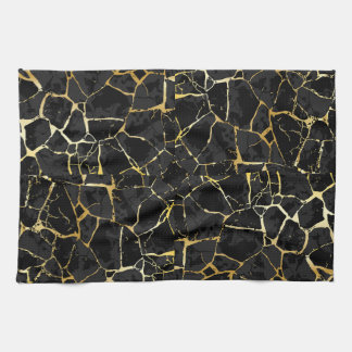Zwarte Kintsugi Goudader  Theedoek