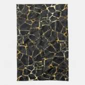 Zwarte Kintsugi Goudader  Theedoek (Verticaal)
