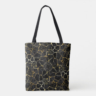Zwarte Kintsugi Goudader  Tote Bag