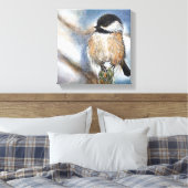 Zwarte kippeetvogel in de winter canvas afdruk (Insitu (Slaapkamer))