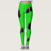 zwarte kippen op kalkgroen, leggings (Voorkant)