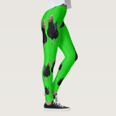 zwarte kippen op kalkgroen, leggings (Rechts)