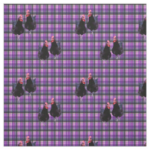 Zwarte kippen op Paars tartan, Stof