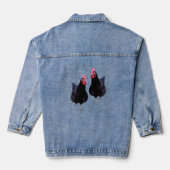 Zwarte kippen struikelen hun spullen, denim jas jacket (Achterkant)