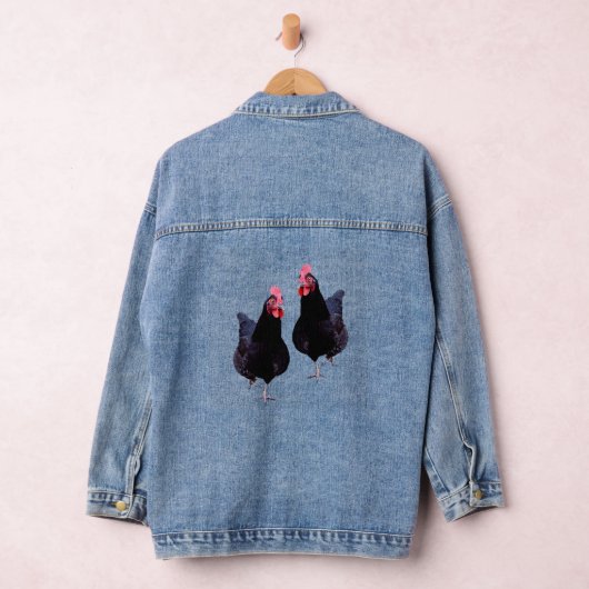 Zwarte kippen struikelen hun spullen, denim jas jacket (Hangar)