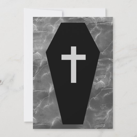 Zwarte kist grafsteen gotische Halloween bruiloft Kaart (Achterkant)