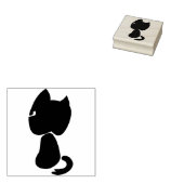 Zwarte kitten 2 silhouette kunststempel rubberstempel (Gestempeld)