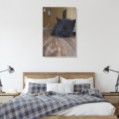 Zwarte Kitten Canvas Afdruk (Insitu (Slaapkamer))
