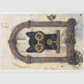 Zwarte Kitten die door Gat gluurt AP1 decoupage Tissuepapier (Voorkant)