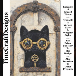 Zwarte Kitten die door Gat gluurt AP2 Découpage Tissuepapier