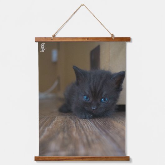 Zwarte Kitten Hangend Wandkleed (Voorkant)