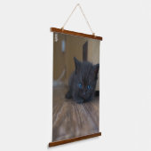 Zwarte Kitten Hangend Wandkleed (Gebogen)