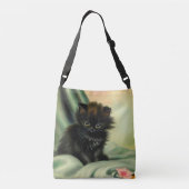 zwarte Kitten-illustratie Crossbody Tas (Achterkant)