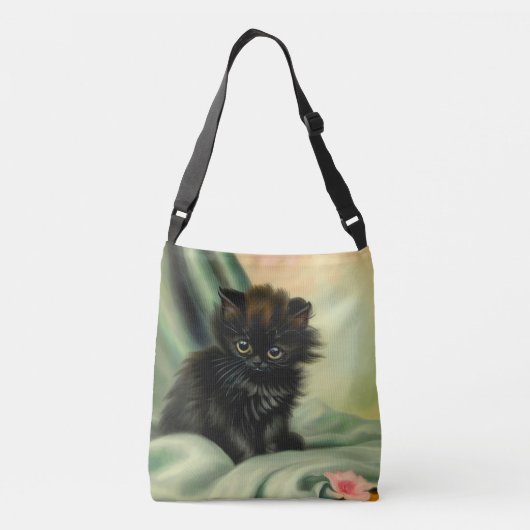  zwarte Kitten-illustratie Crossbody Tas (Achterkant)