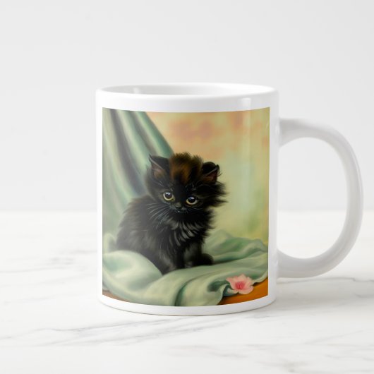 zwarte Kitten-illustratie Grote Koffiekop (Rechts)