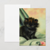 zwarte Kitten-illustratie Informatiekaartje (Voorkant / Achterkant)