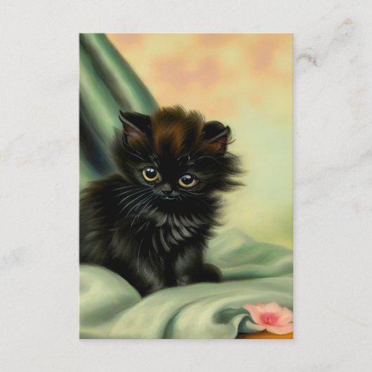 zwarte Kitten-illustratie Informatiekaartje (Voorkant)