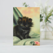 zwarte Kitten-illustratie Informatiekaartje (Staand voorkant)