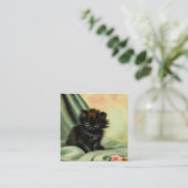  zwarte Kitten-illustratie Informatiekaartje (Staand voorkant)