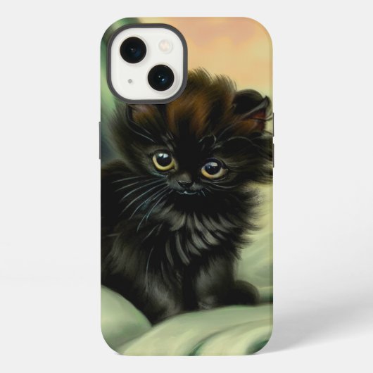 zwarte Kitten-illustratie iPhone Hoesje (Achterkant)