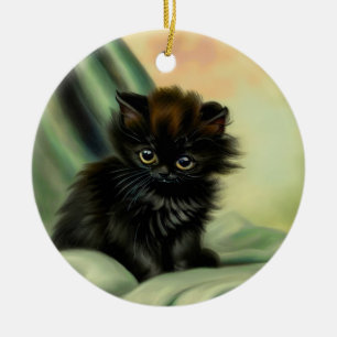 zwarte Kitten-illustratie Keramisch Ornament