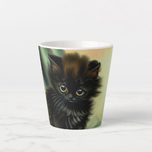 zwarte Kitten-illustratie Latte Mok