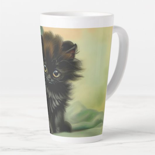  zwarte Kitten-illustratie Latte Mok (Rechterhoek)