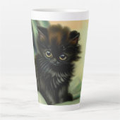  zwarte Kitten-illustratie Latte Mok (Voorkant)