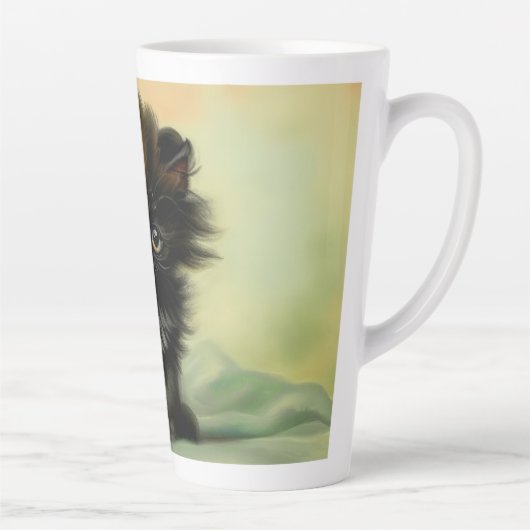  zwarte Kitten-illustratie Latte Mok (Rechts)