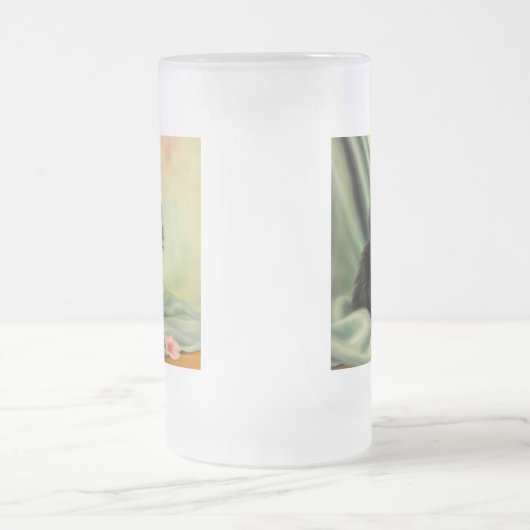  zwarte Kitten-illustratie Matglas Bierpul (Center)