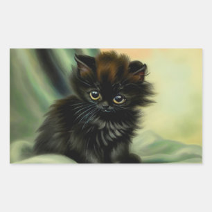  zwarte Kitten-illustratie Rechthoekige Sticker
