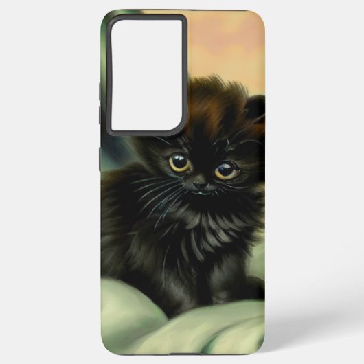  zwarte Kitten-illustratie Samsung Galaxy Hoesje (Achterkant)