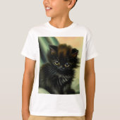  zwarte Kitten-illustratie T-shirt (Voorkant)