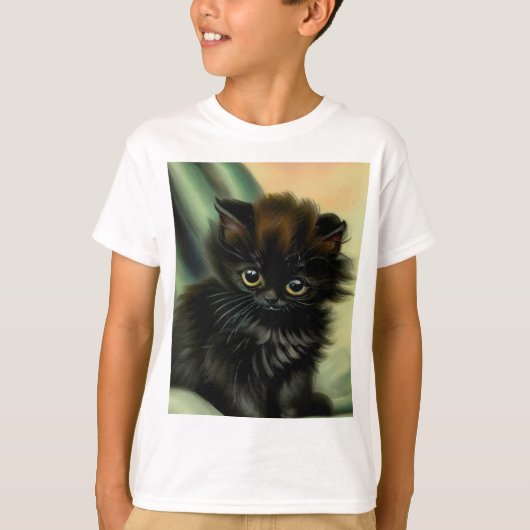  zwarte Kitten-illustratie T-shirt (Voorkant)