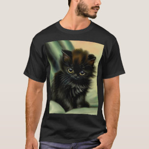 zwarte Kitten-illustratie T-shirt