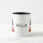 Zwarte kitten in een Halloween pompoen Mok (Midden)